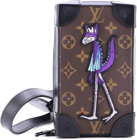 Pre-Loved Soft Trunk Phone Box Monogram Canvas with LV Friends Patch, Brown