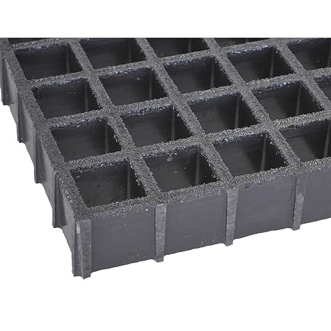 Grating, Molded, 1.5 In, 4x6 Ft, Sq Mesh, Gry