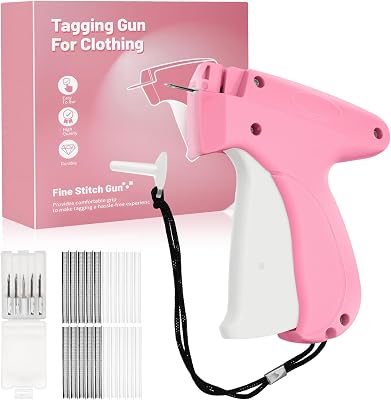 Winb Handheld Stitch Tag Gun for Clothes - Quick Clothing Fixer & Tagging Tool with 6 Needles, 1000 Black & 1000 White Fasteners | No-Sew Fabric Repair for Home Pink