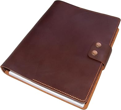 Leather Business Portfolio 3 Ring Binder, For 3 Hole 8.5 X 11 Refill Paper, Folio Leather Business Organizer