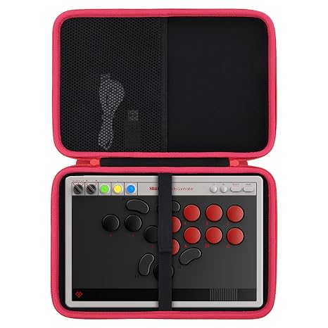 co2CREA Carrying Case for 8BitDo All-Button Arcade Controller, Black+Red