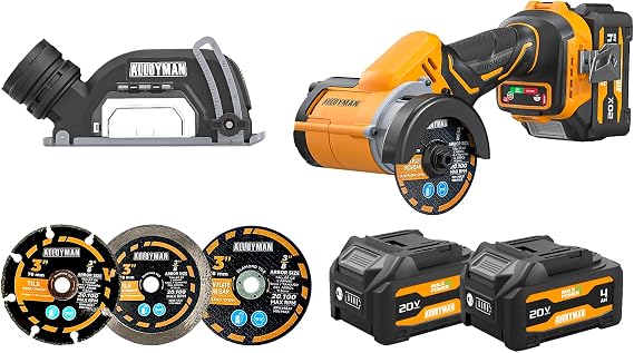ALLOYMAN 20V Cordless Mini Circular Saw, Brushless 18,000 RPM, 3-Inch CuttingTool with Forward/Reverse, LED Light, 24.0Ah Batteries & Charger,for Wood, Metal,Tile,PVC Cutting