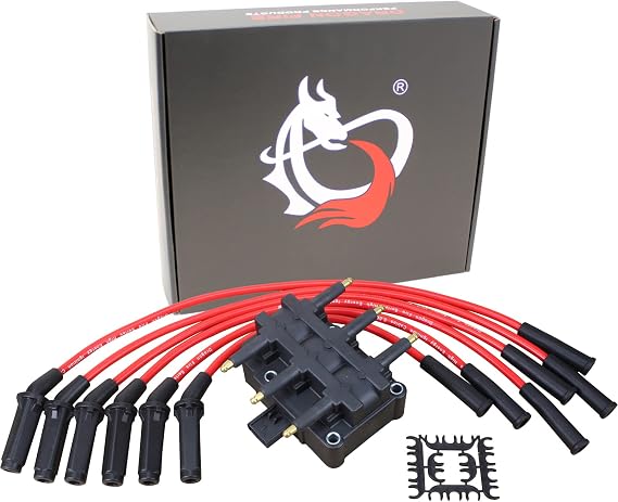 DRAGON FIRE PERFORMANCE Tune Up Kit Ignition Coil Pack and Spark Plug Wire Set Compatible With Chrysler Town and Country Pacifica Dodge Caravan Grand Caravan 3.3L 3.8L V6 Oem Fit Kit-1128