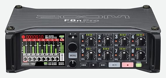 Zoom F8n Pro Field Recorder/Mixer for Filmmakers & Musicians with 8 XLR/TRS Inputs, Pro Quality Preamps, 10 Channels of 32-Bit Float Recording, Timecode, Battery Power, and Wireless Control | 8 Xlr and Trs Inputs, 10-Track Recording, 32-Bit Float Up to 192 Khz, Tcxo Timecode, Aa/9-18v Power, Bluetooth App Remote
