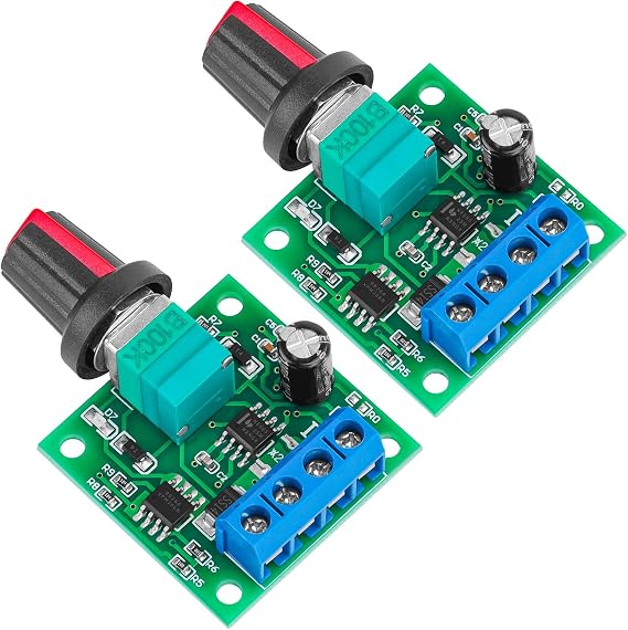 2PCS PWM Low Voltage DC Motor Speed Controller 1.8V 3V 5V 6V 12V, 2A 30W Adjustable Driver DC Motor SpeedRegulator Switch with Speed Control Knob 1803BK