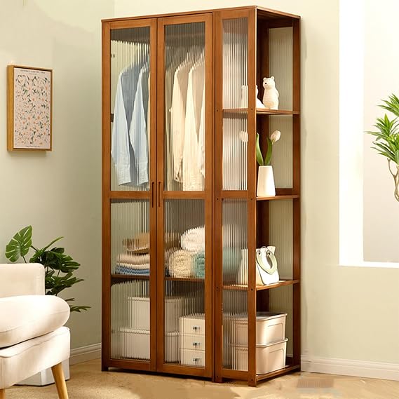 acrylic clear wardrobe, bedroom wardrobe, wardrobe organiser, clear door organiser, suitable for living room, bedroom, easy assemblyBrown85*47 * 170