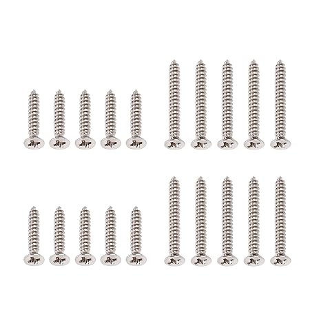 Banworks Imperial Guitar Humbucker Pickup Frame Mounting Screws Set Nickel | Flat Head Countersunk Pickup Ring Mounting Screws Kit for Gibson Les Paul SG 10pcs Long + 10pcs Short Screws JT/SYQLS-03