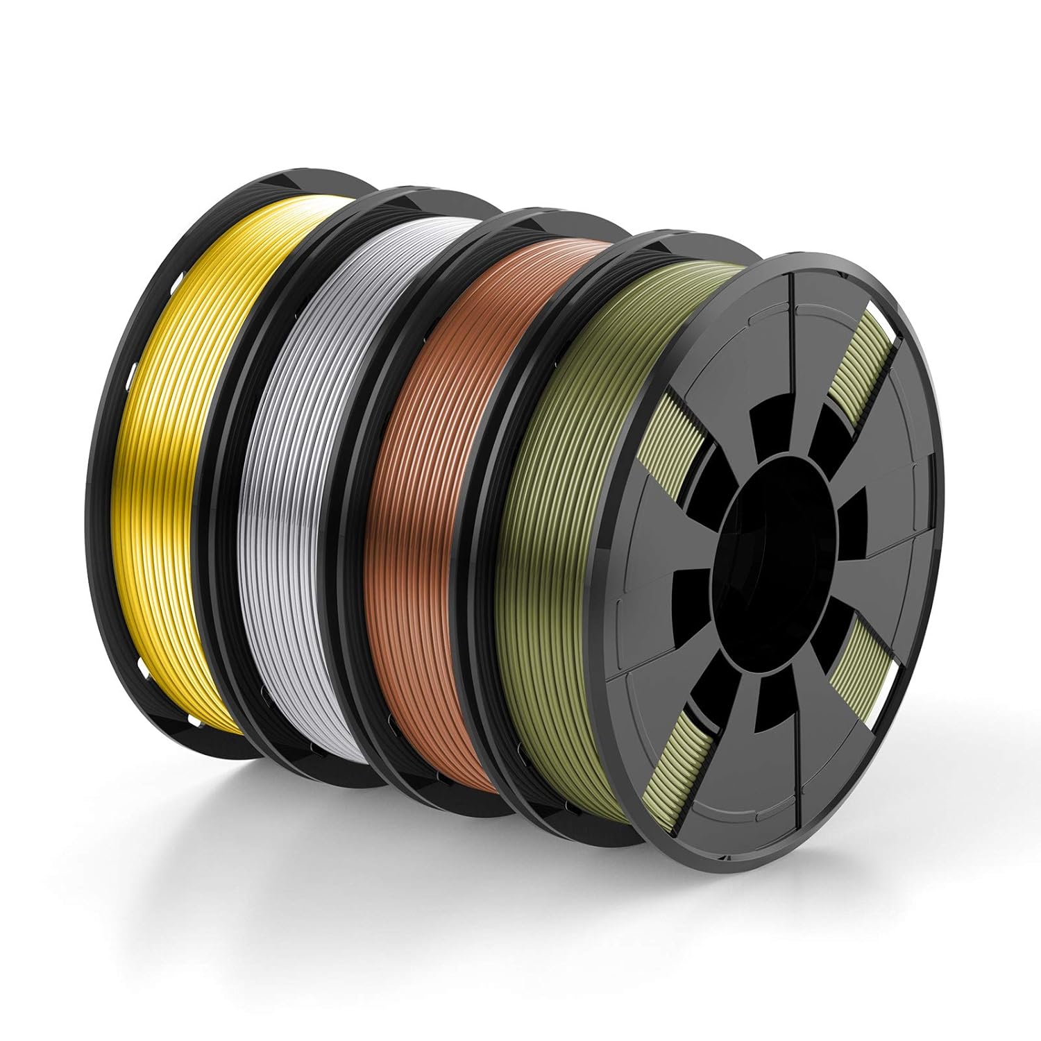 Shiny Silk 3D PLA Filament Bundle, 1.75mm 3D Printing Filament Pack Multicolor, Each Spool 250g, Total 4 Spools 1Kg - Gold, Silver, Bronze, Copper