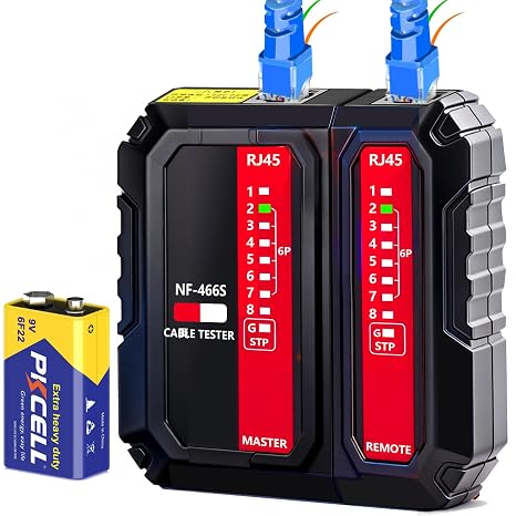 Network Cable Tester for RJ45 RJ11/PoE Compatible with CAT5/CAT6 NF-466S Cat5e/CAT6a/CAT7 LAN Ethernet Cable Tester/Multipurpose Telephone Line Tester