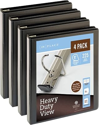Office Depot® Brand Heavy-Duty View 3-Ring Binder, 1 D-Rings, Black, 49% Recycled, Pack of 4