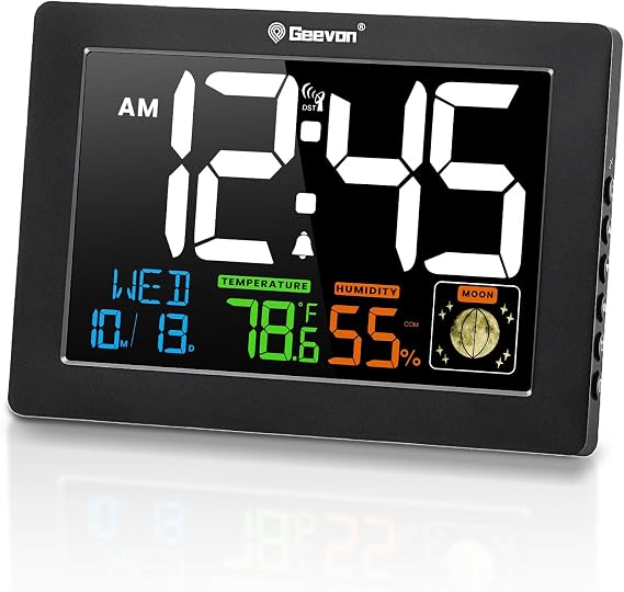 Geevon Atomic Clock 5.9" Color Display with Temp & Humidity