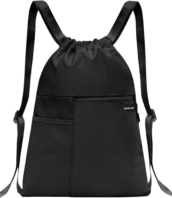 BAVELOE Drawstring Backpack with Mesh Pocket, Sports Gym Sackpack for Women