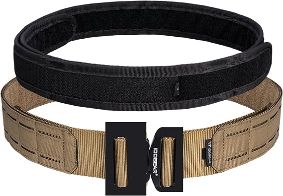 IDOGEAR 2" Tactical MOLLE Belt with 1.75" Inner Belt Set Quick Release Metal Buckle Belt Heavy Duty Hook-and-Loop Laser-Cut Belts