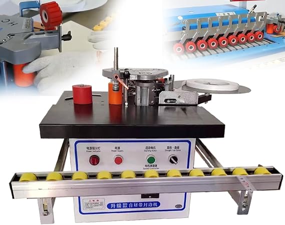Edge Banding Machine, 1200W Portable Edgebander, Break Belt Upgrade, 2-6m/min Automatic Feed, Desktop Automatic Edge Bander, 120-220℃ Double Sided Gluing