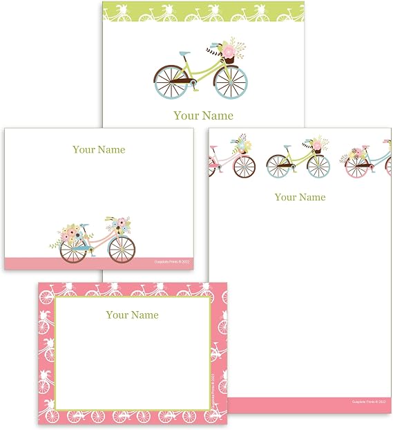 Personalized Notepads (Bicycles and Flowers)