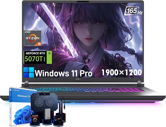 ASUS ROG Strix G16 Gaming Laptop - NVIDIA GeForce RTX 5070 Ti, 16" 165Hz WUXGA Display, AMD Ryzen 9 8940HX (Up to 5.3 GHz), WiFi 6E, RGB Backlit KB, Win11 Pro, 64GB DDR5 RAM, 4TB SSD, w/Accessories