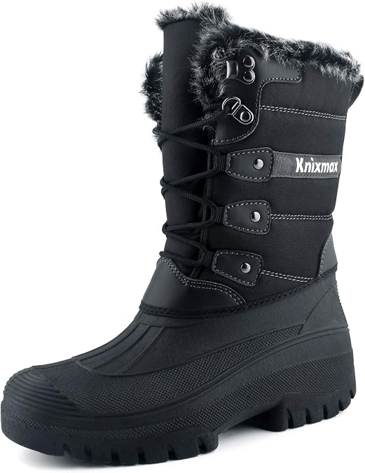 Knixmax Women's Waterproof Mid-Calf Winter Snow Boots US 6-11
