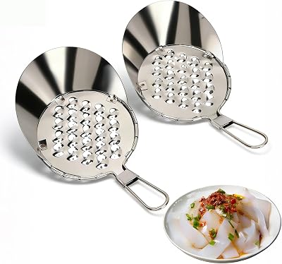 Cyrank 2PCS Bean Jelly Scraper, Stainless Steel Jelly Scraping Cold Noodle Scraper Cheese Grater Manual Fruit Butter Grater Spaetzle Noodle Maker Kitchen Gadget