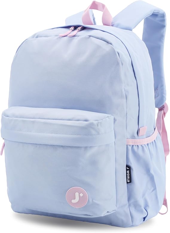 J World Oz Middle School Backpack for Kids. Cute Laptop Bookbag for Girls Boys, Baby Blue