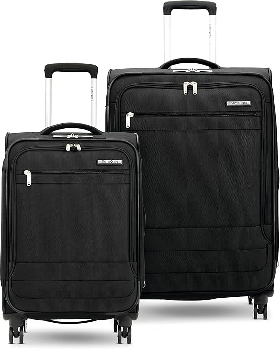 Samsonite Aspire DLX Softside Expandable Luggage Set with Spinners (Carry-on & Medium), Black