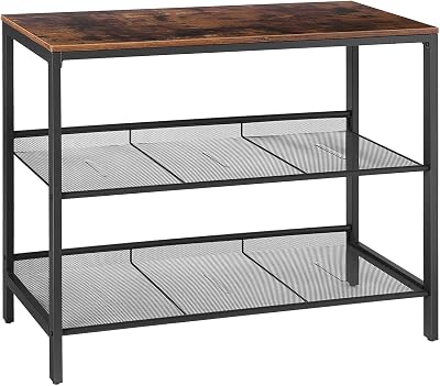 HOOBRO Console Table, Sofa Table with 2 Flat or Slant Adjustable Mesh Shelves, Hallway Table and Sideboard in Entryway, Living Room Corridor, Easy Assembly, Industrial, Rustic Brown and Black BF01XG01