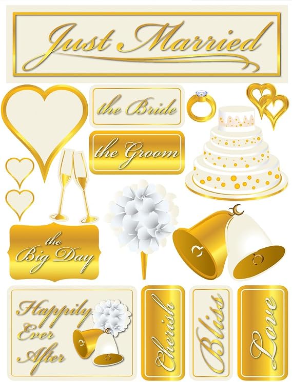 Reminisce Signature Series 3-Dimensional Sticker, Just Married