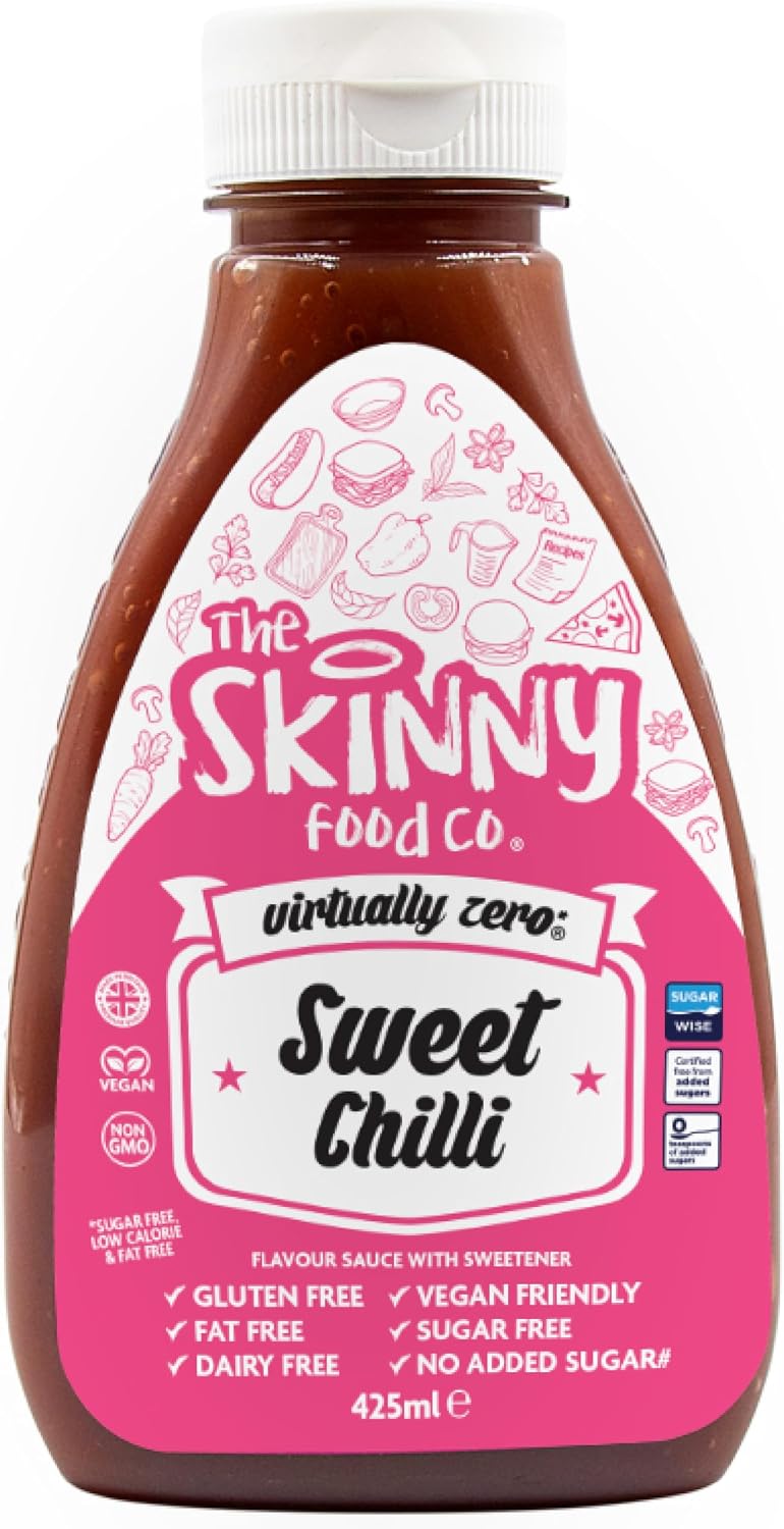 Skinny Food Co Sugar Free Sweet Chilli Sauce 425ml - Virtually Zero Calorie Sauce - Vegan &amp; Keto-Friendly - Sugar Free Chilli Sauce - Gluten Free