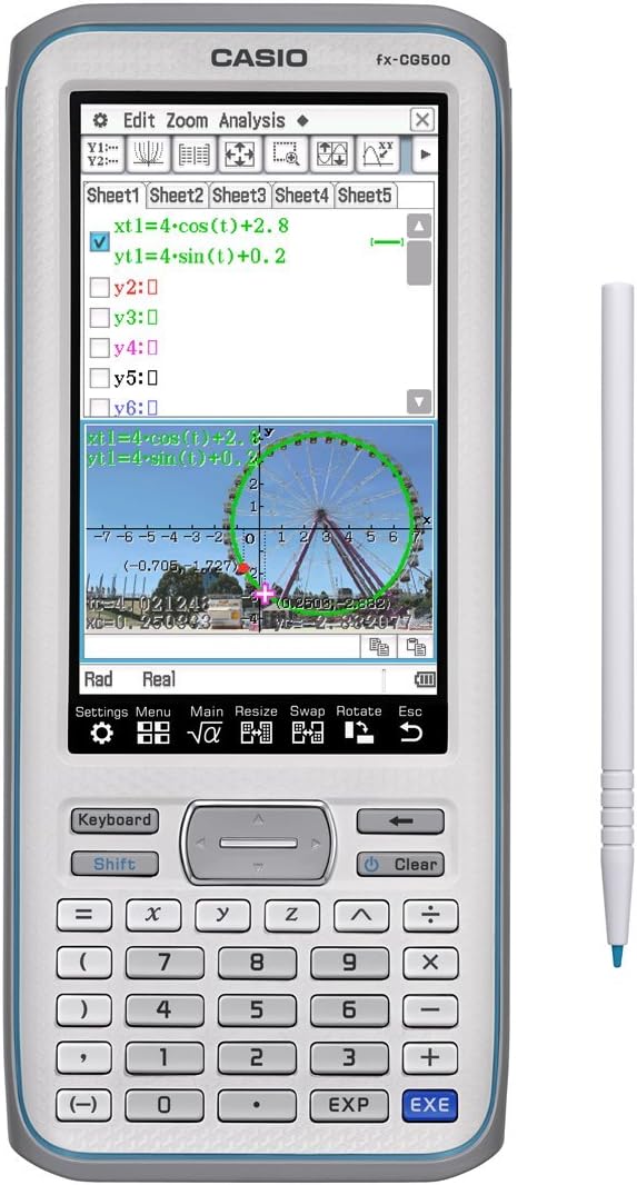 Casio Touchscreen with Stylus Graphing Calculator, 4.8 fx-CG500