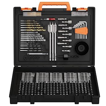350Pcs Drill Bit Set for Home Repair & Furniture Assembly, Impact Driver Bit Set with Security Bits, Sockets, Hex Keys, Hole Saws - ENERTWIST