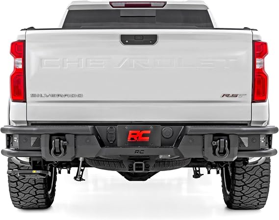 Rough Country Tubular Rear Bumper for Chevy Silverado 1500 (2019-2025) - High-Clearance Off-Road Bumper with Sensor Ports & LED Light Mounts