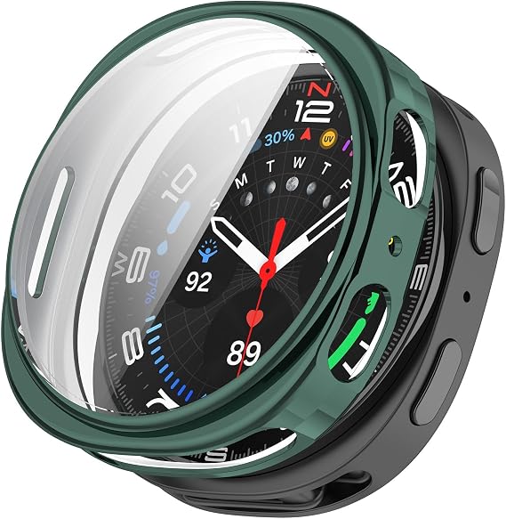 Case Compatible with Samsung Galaxy Watch 8 44 mm Screen Protector Protective Case TPU Flexible Screen Protector Case Scratch-Resistant Cover Protective Case for Galaxy Watch 8 44 mm (Green)