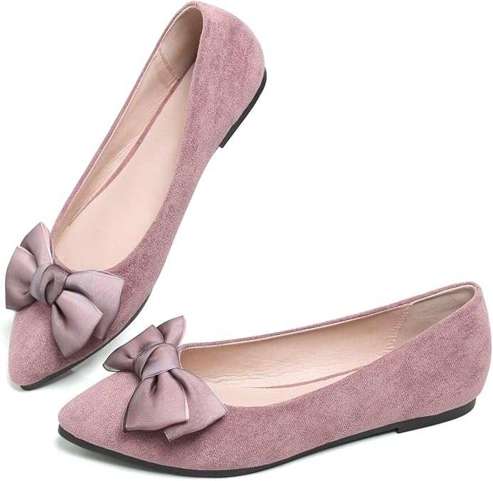 SAILING LU Cute Bowknot Ballet Flats for Women Pointed Toe Crystals | Pointed Toe, Dress Shoes, Comfortable Loafers, Light Weight