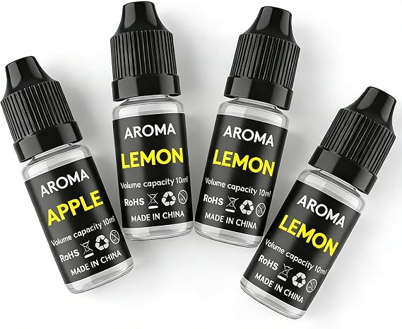 Cocktail Bubble Smoke Gun Accessories, 4 x 10ml Lemon Essential Oils & 4 x Containers