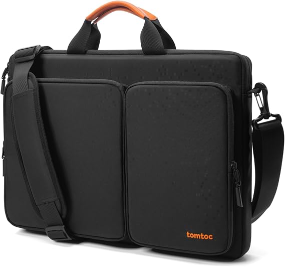 tomtoc 360 Protective Laptop Shoulder Bag compatible with The New Razer Blade Pro 17, HP Envy Laptop 17 Inch, Dell Inspiron 17 3000, ASUS ROG Zephyrus S 17.3 Inch, Notebook Bag with Accessory Pocket