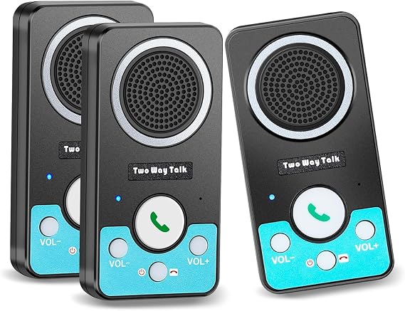 Intercoms Wireless for Home, Full Duplex 2 Way Intercom System, 1500ft Long Range Intercom with 8 Volume Levels, Rechargeable Battery & 4 Chime for Home Office & Business (3 Pack)