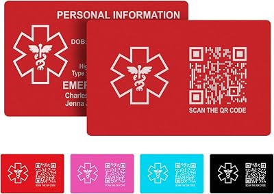 Custom Medical ID Card for Wallet, Aluminum Free Engraving Emergency Contact Card, Personalized Metal Awareness Alert ICE Card for Medic Conditions, Allergies & Identification