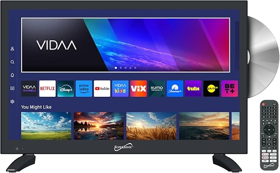 Supersonic SC-1926DVD 19-inch LED Smart HDTV w/DVD Player, 3X HDMI, 1080p, WiFi, USB, AC/DC Compatible for Home, Kitchen, or RV Camper, DC Car Cord Included (SC-1926SDVD 19 Smart TV/DVD Combo)