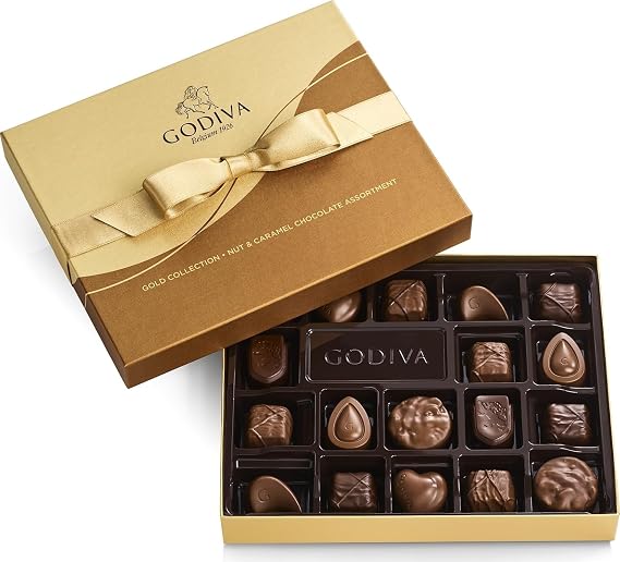 Godiva Chocolatier Gourmet Chocolate Gift Box 18-Piece Assorted Chocolates for Birthday, Anniversary, Congratulations, Assorted Chocolate Candy Assortment with Praline, Caramel, Ganache