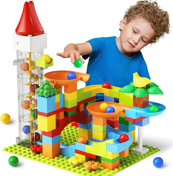 burgkidz Marble Run Building Blocks: 90-PCS Motorized Elevator