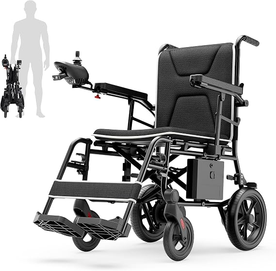 34lbs Lightweight Electric Wheelchair for Adults, 500W Foldable Electric Wheelchairs with 220 lbs Capacity, 12Ah 20 Miles All Terrain Power Wheelchair for Home, Hospital, Nursing Home, Park