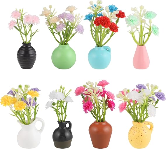 Hapric 8 Pcs Cute Mini Vase Fridge Magnets for Refrigerator Decorative