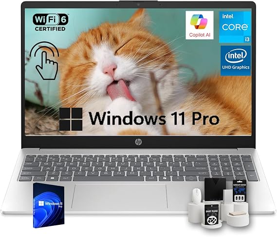 HP Business Laptop, 15.6" Touchscreen 250Nits Display, w/Accessories, Intel i3-1315U(Up to 4.5GHz), Intel UHD Graphics,Copilot AI, Wi-Fi 6, Win 11 Pro, 32 GB RAM, 2 TB SSD