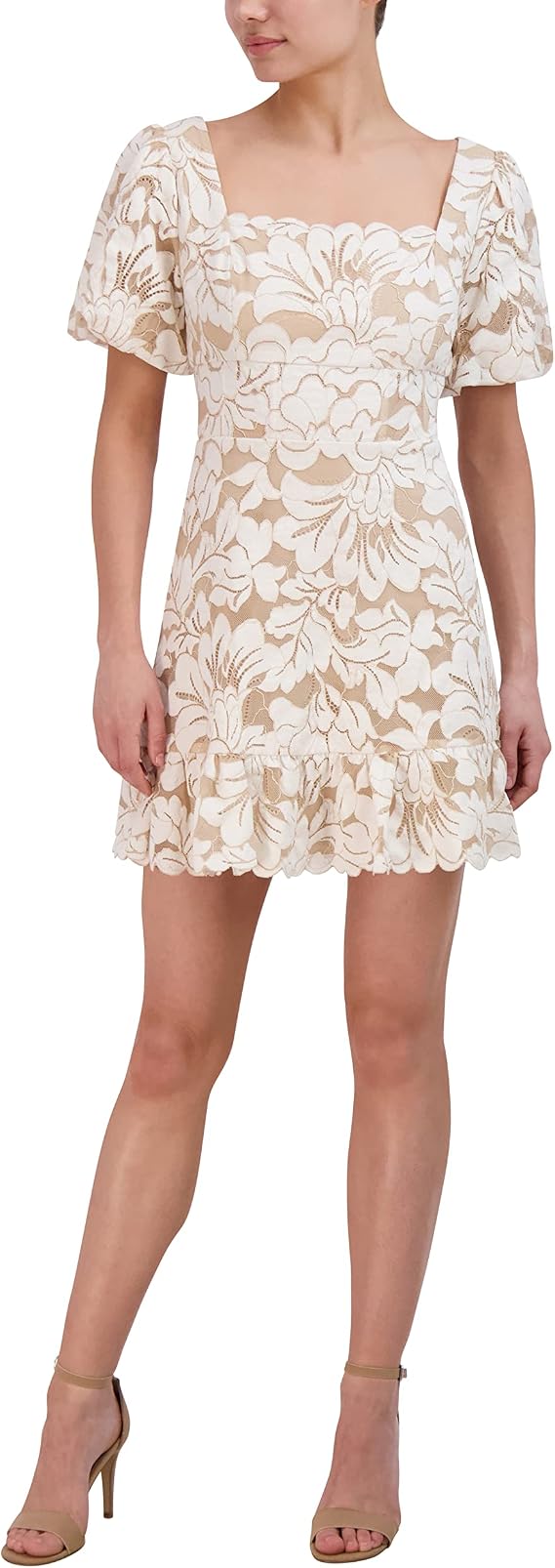 BCBGMAXAZRIA Womens Square Neck Boned Midriff Mini DressDress