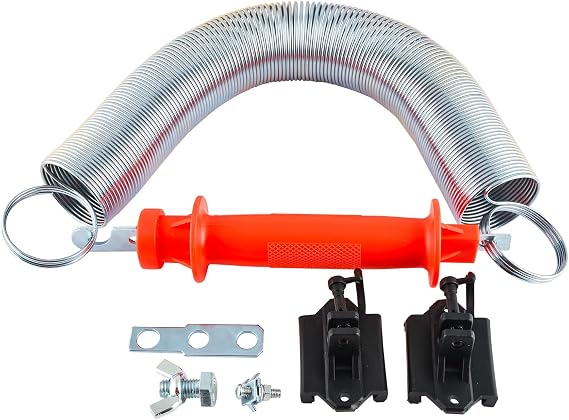Parmak 20' Galvanized Expandable Spring Gate for Livestock, Silver and Red