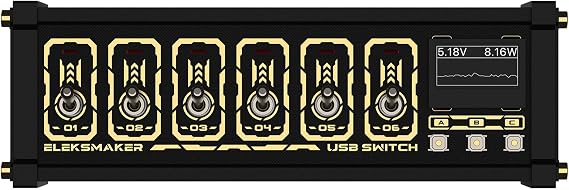 EleksMaker MK5 Modular USB Switch Hub 10-Port Desktop Hub with 6 USB Power Ports, 4 USB Data Ports, Toggle Switches, USB Adapter Included