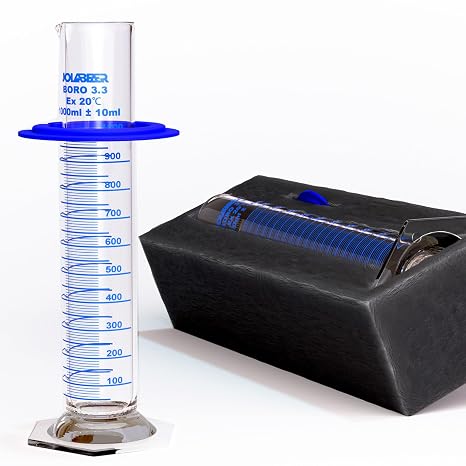 JOLABEAR 1000 mL Glass Graduated Cylinder, Anti-Tip Ring, 3.3 Borosilicate