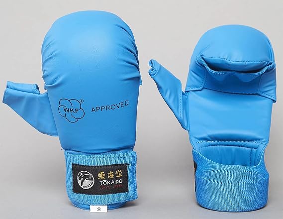 Tokaido WKF Karate Mitt with Thumb Blue