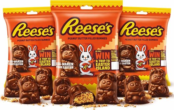 3 Packs Reese's Peanut Butter Filled Bunnies Bag 70g Perfect For Easter Egg Hunt Great Gift For Kids & Adults School Offices