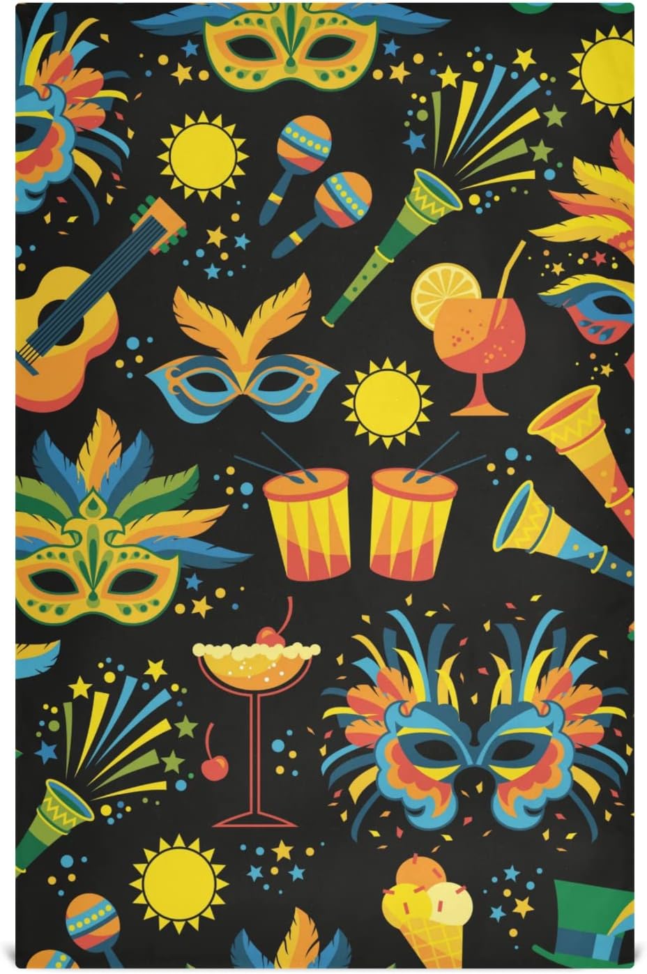 Brazilian Carnival Bright Pattern Kitchen Towels Soft Absorbent Kitchen Hand Towels Cleaning Cloths Reusable Tea Towels Bar Towels 28 x 18 inches