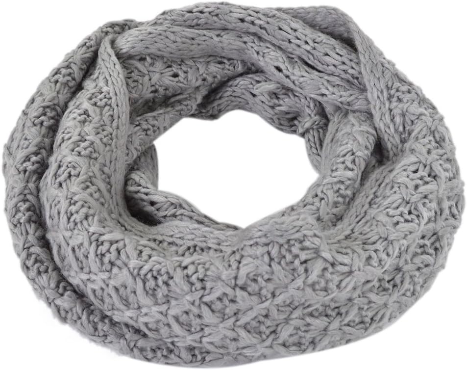 Solid Color Winter Cross Diamond Knit Infinity Loop Circle Scarf - Diff Colors